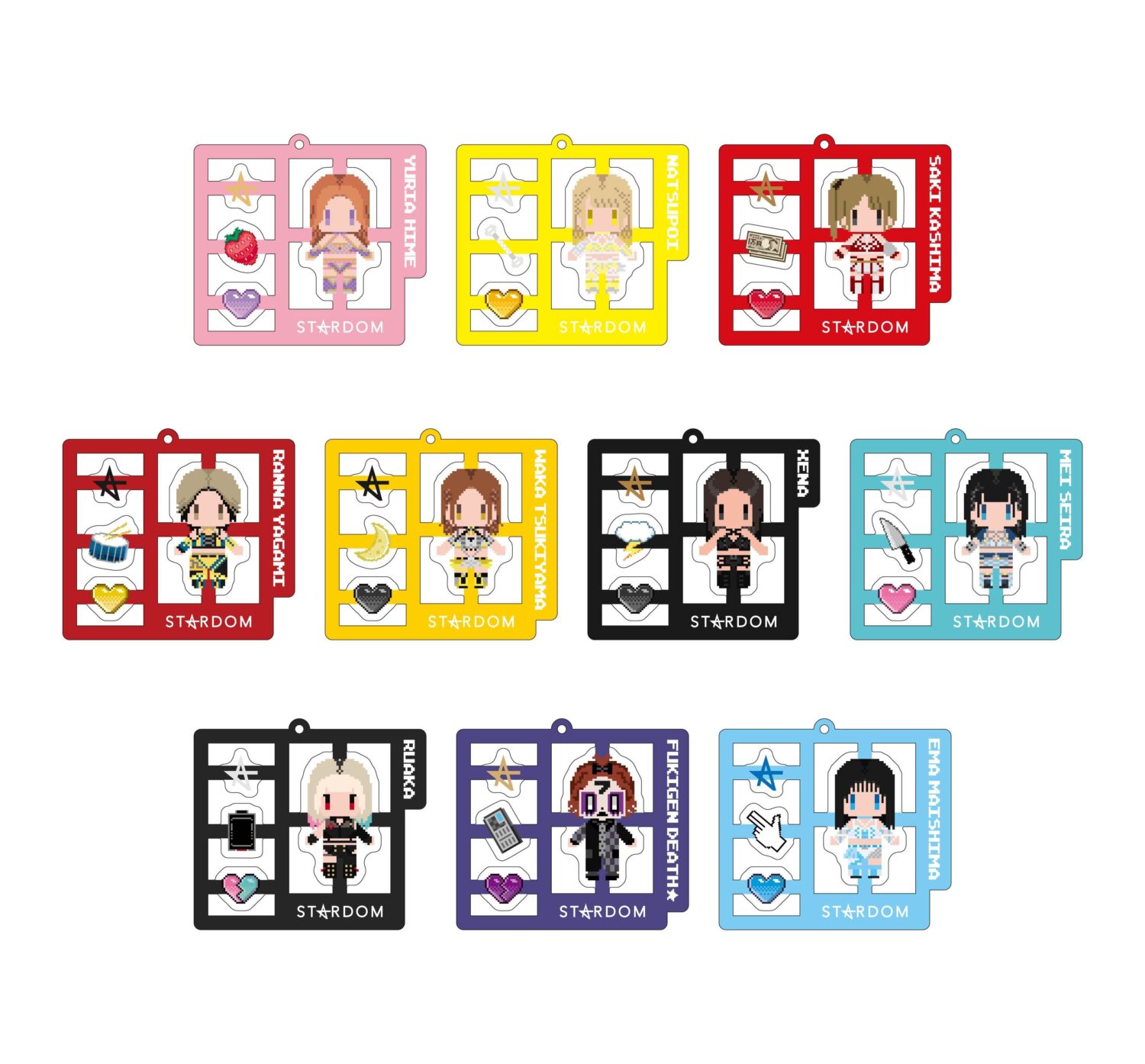 【セット】ランダムドットイラストプラモデル風アクリルキーホルダー（A～D）